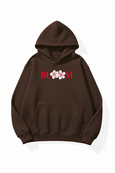 uyguntarz Unisex Soft Textured Bloom Printed Design Oversize 3 Thread Hoodie ...