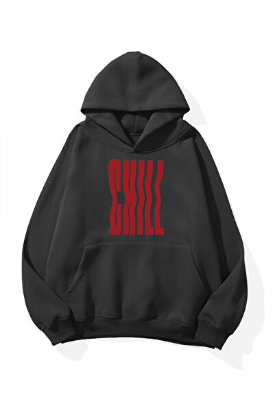 uyguntarz Unisex Soft Textured Chill Printed Design Oversize 3 Thread Hoodie ...