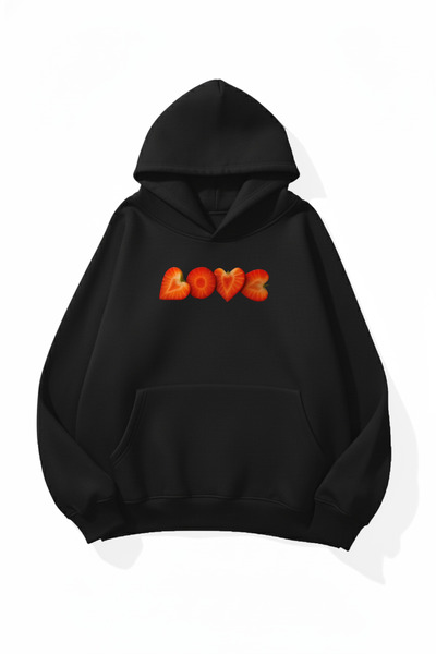 uyguntarz Unisex Soft Textured Love Strawberry Printed Design Oversize 3 Thre...