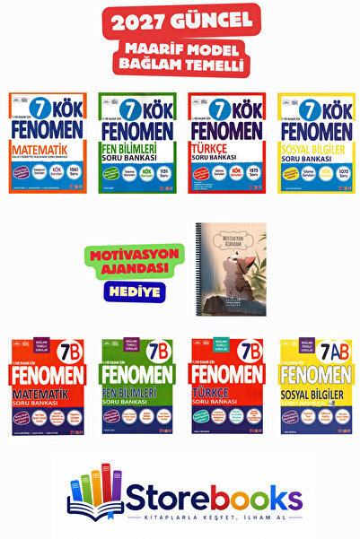 Fenomen Yayıncılık 7.Sınıf KÖK -B Serisi Mat B-Fen B-Türkçe B -Sosyal A-B Sor...