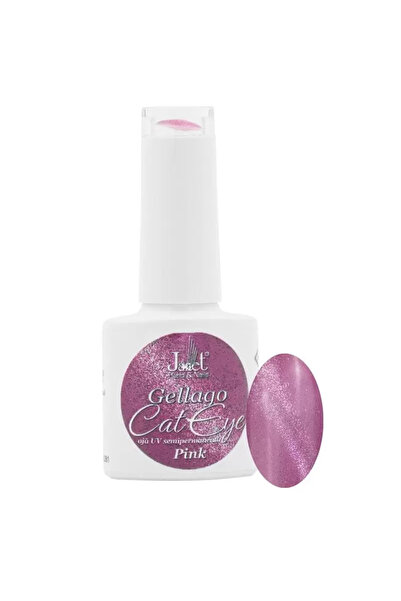 Janet Hand&Nails Oja semipermanentă UV Gellago Cat Eye roz cu particule metal...