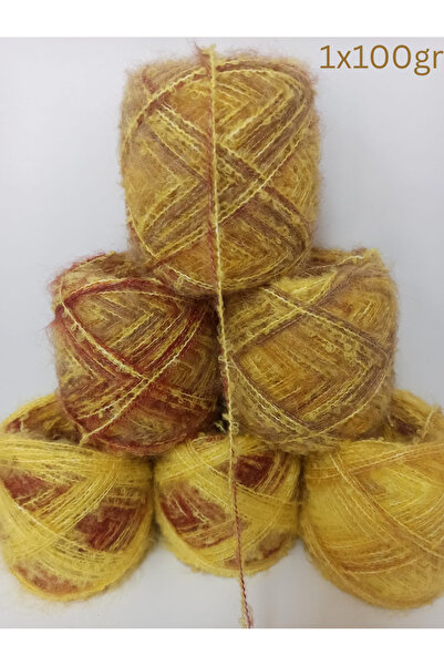 İPEK YÜN İPLİK DÜNYASI Angora Örgü İpi Batik, (Buklet Sarı Karışım) 100gr