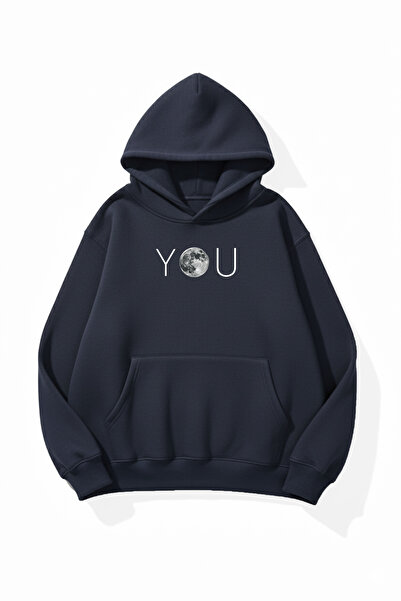 uyguntarz Unisex Soft Textured You Moon Printed Design Oversize 3 Thread Hood...