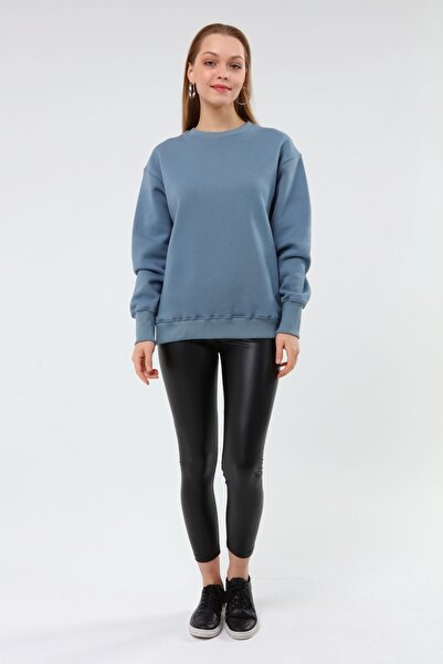 Kadın Basic Sweatshirt – Oversize Kesim Bisiklet Yaka Uzun Kollu (LNR®-01)