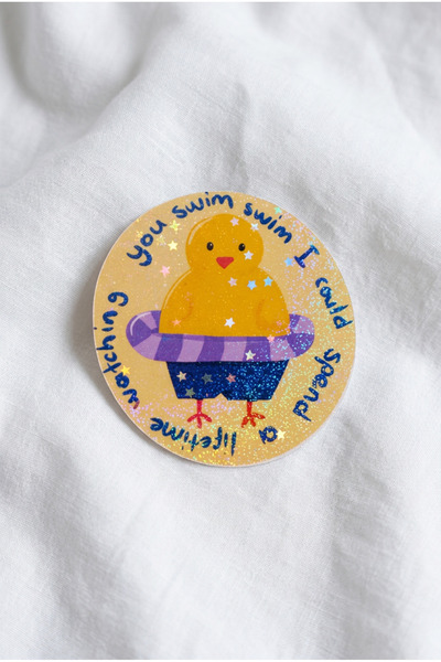 Plumie Yüzücü Ördek Hologramlı Laminasyonlu Eğlenceli Sticker – Laptop, Defte...