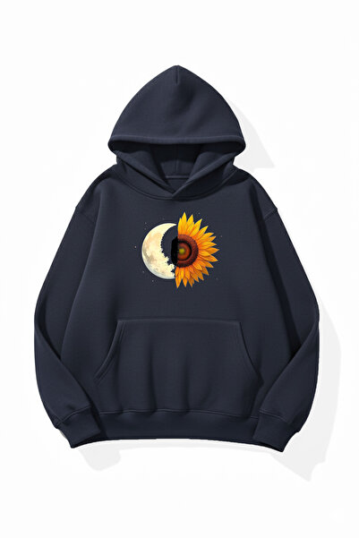 uyguntarz Unisex Soft Textured Moon and Daisy Printed Design Oversize 3 Threa...