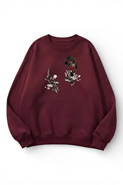 uyguntarz Unisex Soft Textured Sufism Printed Design Oversize 3 Thread Crew N...