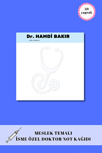 pnkycrco 10x10 cm Doktor Temalı İsme Özel Not Kağıdı Bloknot Notepad 50 yaprak