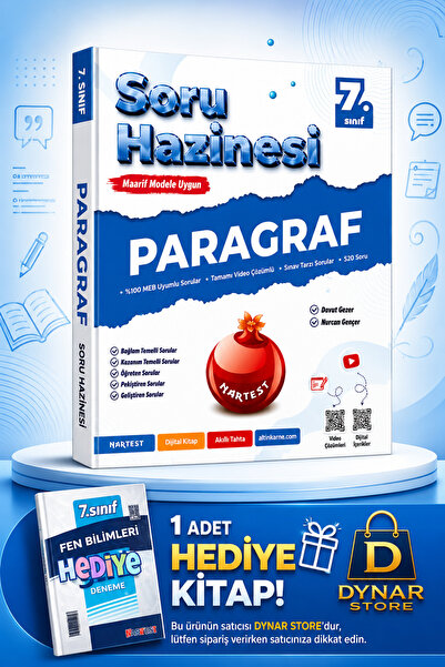 Nartest Yayınları Nartest 7 sınıf paragraf soru bankası maarif modeline uygun...
