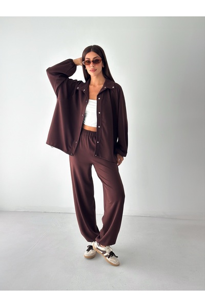 MİSPİER Σετ Oversize από ύφασμα Modal με κουμπωτά κουμπώματα και ελαστικά πόδια