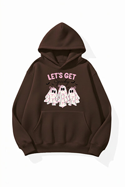 uyguntarz Unisex Soft Textured Let's Spooky Printed Design Oversize 3 Thread ...