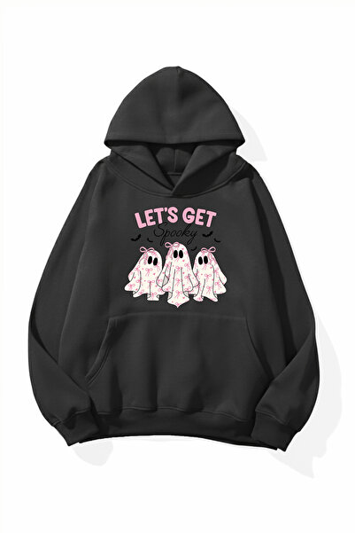 uyguntarz Unisex Soft Textured Let's Spooky Printed Design Oversize 3 Thread ...