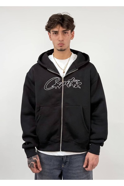 zaee CR .Nakışlı Oversize Zipp Hoodie
