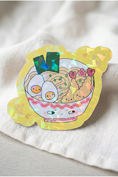 Plumie Cute Ramen Hologramlı Laminasyonlu Sevimli Yemek Sticker – Laptop, Def...