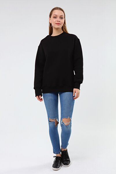 Kadın Basic Sweatshirt – Oversize Kesim Bisiklet Yaka Uzun Kollu (LNR®-01)