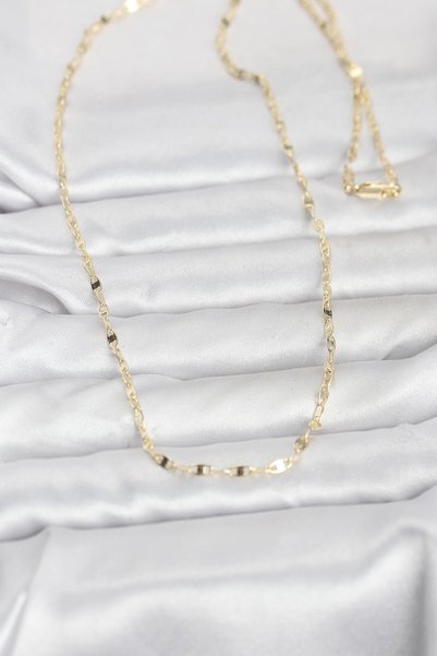 ForWhat 60cm Golden Brass Flat Sailor Chain Women's Necklace for Elegant Necks