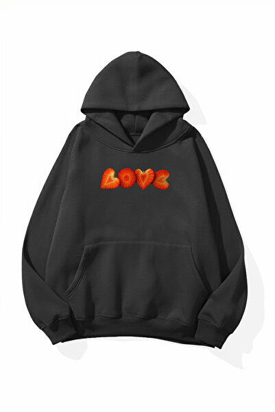 uyguntarz Unisex Soft Textured Love Strawberry Printed Design Oversize 3 Thre...