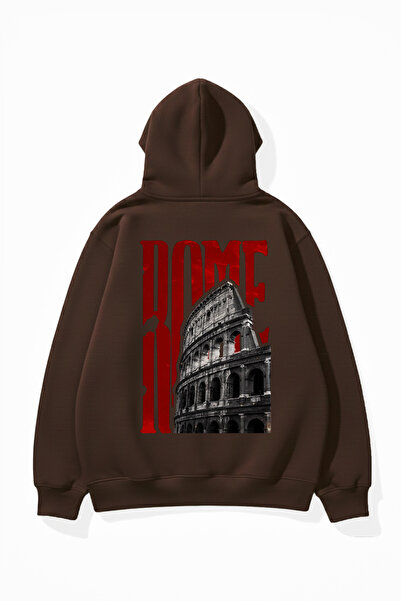 uyguntarz Unisex Soft Textured Rome Printed Design Oversize 3 Thread Hoodie S...