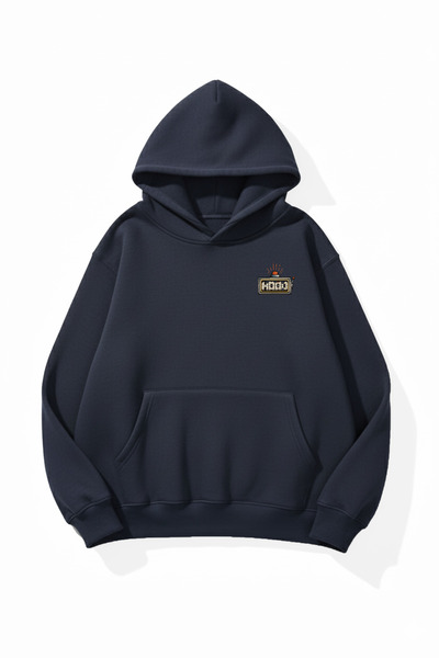 uyguntarz Unisex Soft Textured Luck Printed Design Oversize 3 Thread Hoodie S...
