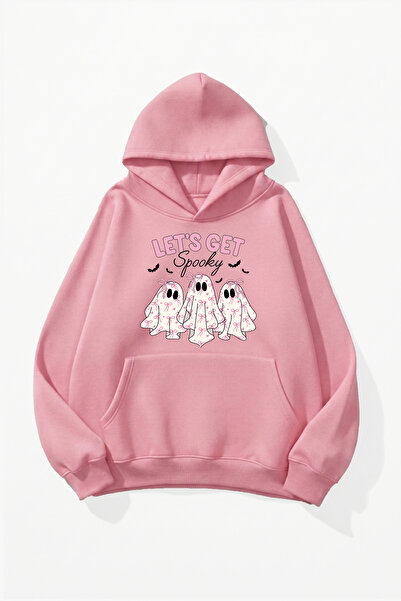 uyguntarz Unisex Soft Textured Let's Spooky Printed Design Oversize 3 Thread ...