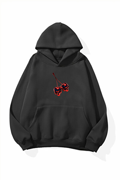 uyguntarz Unisex Soft Textured Metal Cherry Printed Design Oversize 3 Thread ...