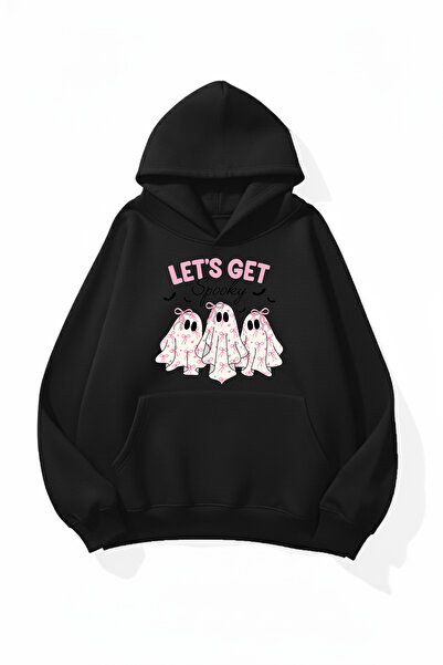 uyguntarz Unisex Soft Textured Let's Spooky Printed Design Oversize 3 Thread ...