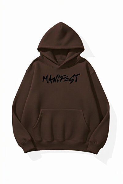 uyguntarz Unisex Soft Textured Manifest Printed Design Oversize 3 Thread Hood...