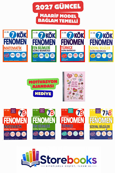 Fenomen Yayıncılık 7.Sınıf KÖK -B Serisi Mat B-Fen B-Türkçe B -Sosyal A-B Sor...
