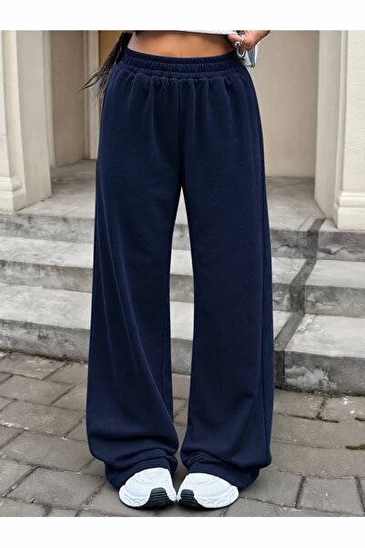 haha Girls' Navy Blue Wide Leg Sweatpants