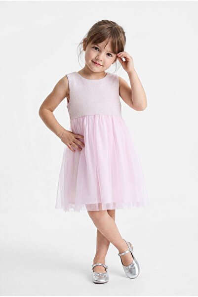 PAULMARK Girl's Tulle and Embossed Textured Sleeveless Dress