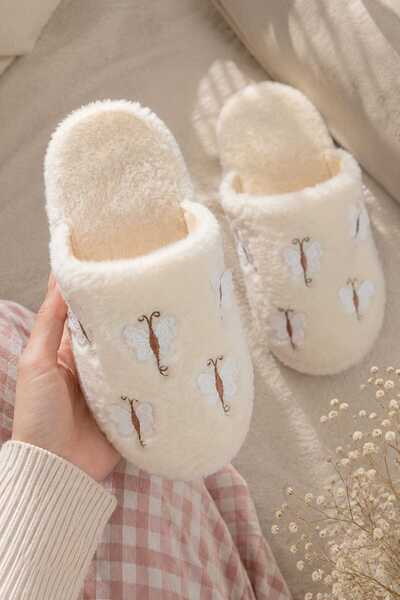 Slipcat Butterfly Figured, Warm, Plush, Women's House Slippers