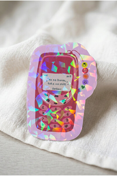 Plumie No Harm Retro Telefon Hologramlı Laminasyonlu Eğlenceli Sticker – Lapt...