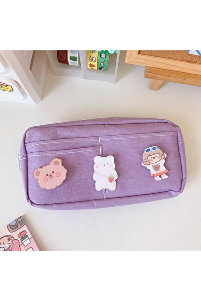 synshop Kawaii Purple Multi-Compartment Pencil Case – Large Capacity Zippered...
