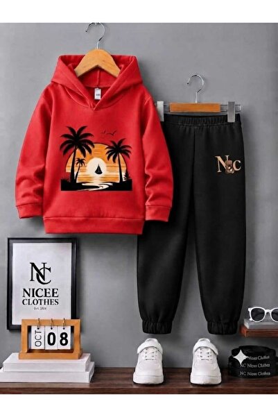 NC Nicee Clothes Children's Tracksuit Set Unisex (Nc Ada Sunset Print Winter)