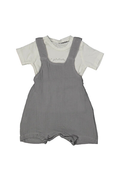 bebegen Baby Boy Ecru Gray Muslin Salopet Suit