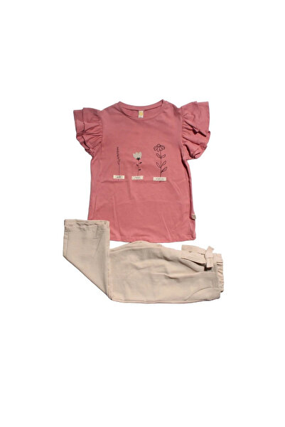 bebegen Girl's Dusty Rose Beige Tied Pants 2-Piece Set