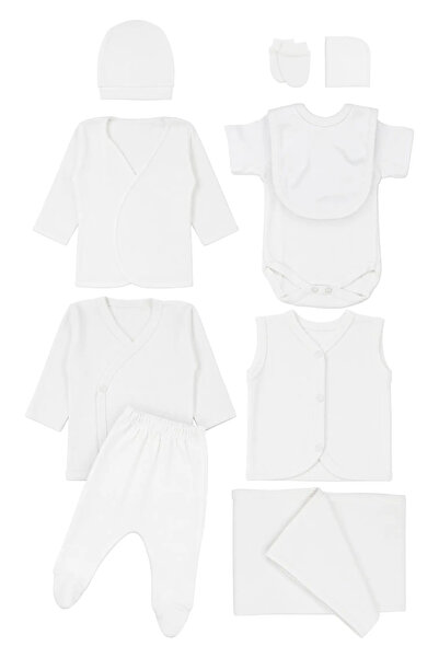 bebegen Unisex Ecru Natural 100% Cotton 10 Piece Hospital Discharge Set