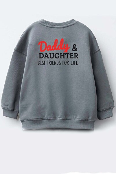 Monila Unisex Çocuk Sırt Baskılı 3 İplik Kumaş Pamuklu Sweatshirt
