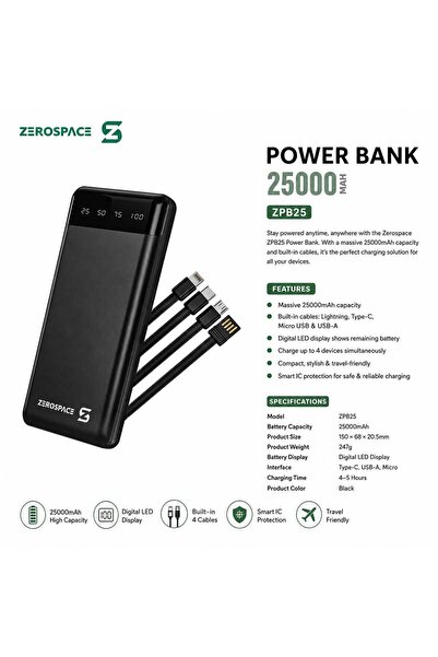 Swift Shelf ZEROSPACE ZPB25 25,000mAh Power Bank. Designed for convenience, i...