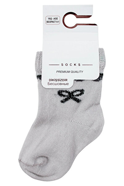 bebegen Girl's Gray Black Glittery Bow Socks