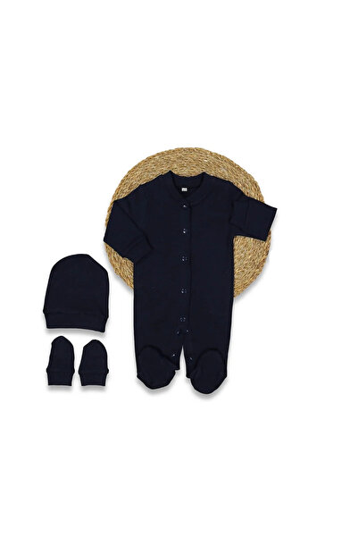 bebegen Unisex Plain Navy Blue Beret Overalls with Gloves
