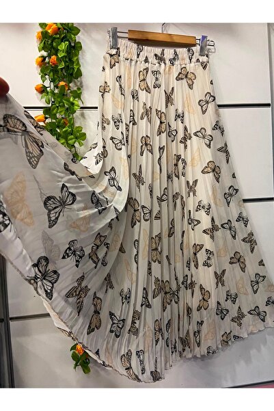 edu collection Patterned Chiffon A-Line Skirt Lined