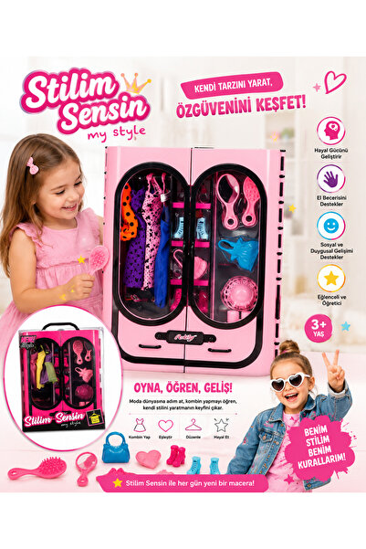 minitoys Anlily Elbise Dolabı Gardolap -Stilim Sensin Pembe Gardolap