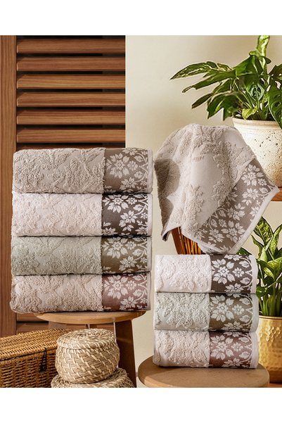 Hazangülü Buldan Production Dowry Luxury Jacquard Aria 4-Piece Bath Towel I 70X140