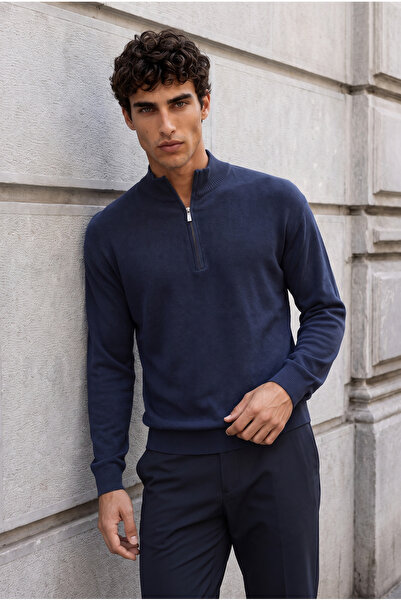 Valiberta Lorenzo Premium High Collar Viscose Half-Zip Men's Knitwear Sweater...