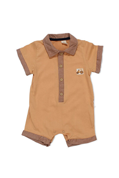 bebegen Baby Boy Brown Collared Buttoned Jumpsuit