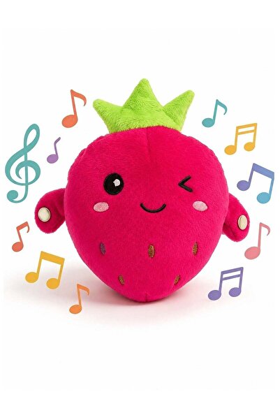 PopZa Pink Touch-Sensing Musical Strawberry Plush Toy – Interactive Fruit Rhy...
