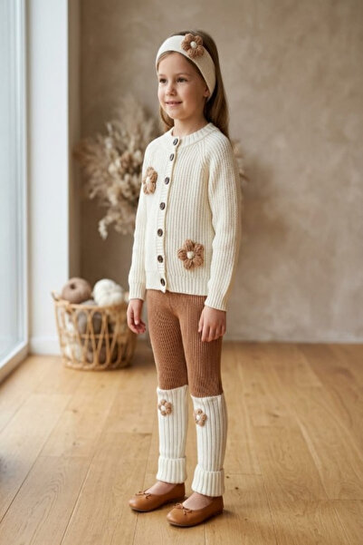 Meriç bebe Floral Embroidered Cardigan, Tights, Leggings and Headband 4-Piece...