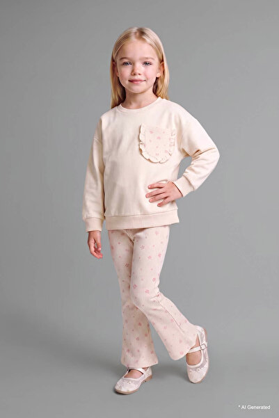 DeFacto Crew Neck Sweatshirt Top Spanish Leggings Bottom 2-Piece Set Baby Girl I3840A526Wn