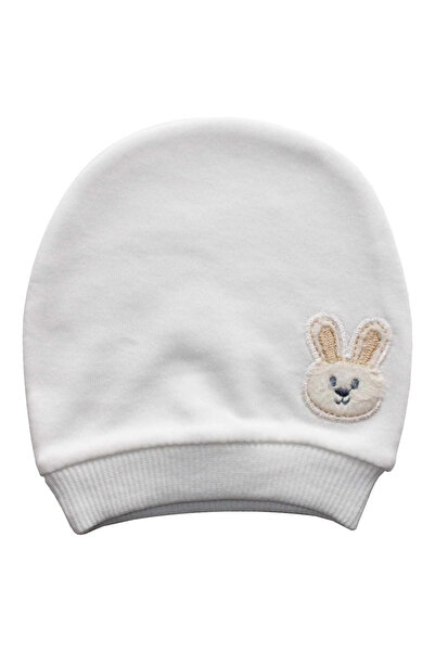 bebegen Ecru Rabbit Embroidered Beret